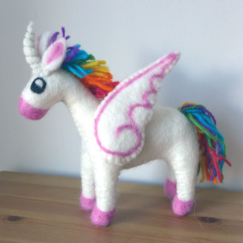 Rainbow Mother Alicorn Felted Wool Toy