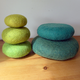 Green Felted Stacking Stones